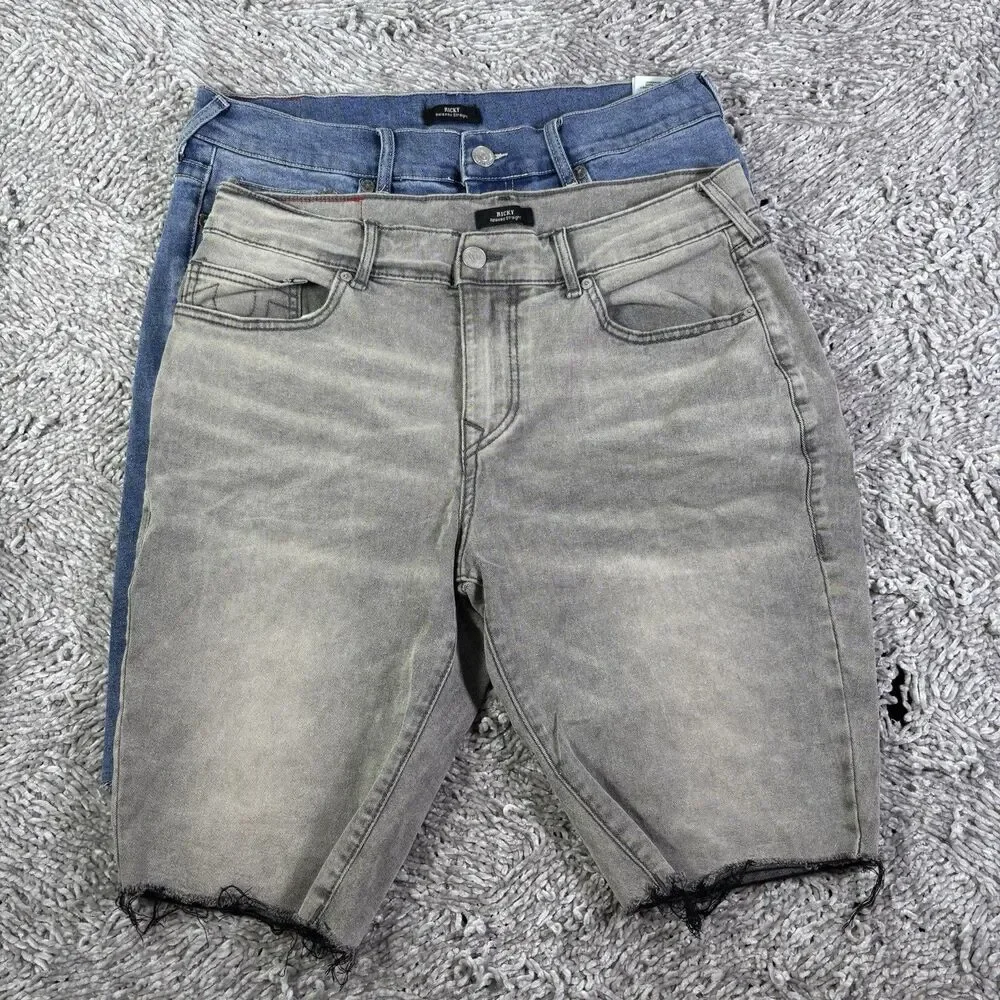 True Religion Ricky Relaxed Straight Shorts Lot Of Two Mens 34 Stretch Denim